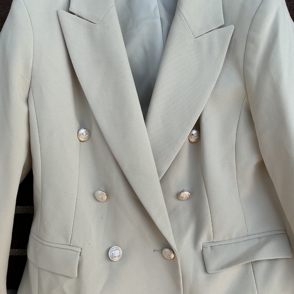 Cream Double Breasted, Blazer, Classic Gold Buttons - Picture 3 of 3
